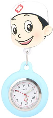 WRITWAA Cartoon Pocket Watch Telescopic Mini Watch Für Junge Mädchen Und Erwachsene Leichtblaue Silikon-Uhr Für Krankenschwestern Und Pflegekräfte Praktische Und Stilvolle Taschenuhr
