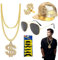 WYRGQIQN Shadow Wizard Money Gang Kostüm – Extravagantes 'er Jahre Outfit Herren – Mit Großer Goldkette & Unverwechselbaren Accessoires – Zeigen Sie Ihren Style!