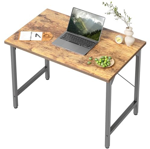 BEXEVUE Schreibtisch, 80 x 40 cm Kleiner Computertisch, Bürotisch für Arbeitszimmer, Schlafzimmer, Industrie-Design, Metallgestell, Holz PC Tisch für Home und Office