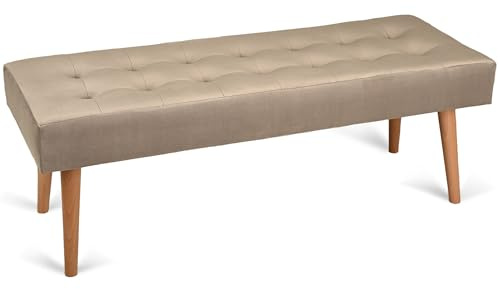 MG Design Polsterbank 45 × 120 cm in Beige – stabiles Holzgestell, weich gepolstert, samtig-weiche Oberfläche mit dezentem Schimmer, pflegeleicht – für Wohnzimmer, Schlafzimmer & Flur