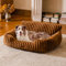MEWOOFUN Hundesofabett - Katzenbetten für Hauskatzen Weich und Flauschig, Katzensofabett Kleines Hundebett für Hunde und Katzen, Beruhigendes Hundebett (Braun, 91x72x30cm)