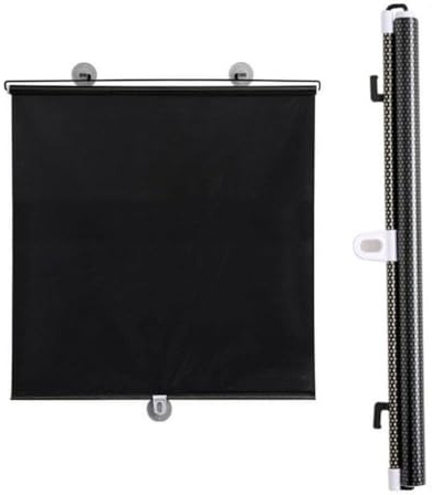 Wodsty Sonnenschutzrollo mit Saugnapf, für Büro und Auto, schwarzes PVC, 125 x 45 cm, 3 Stück