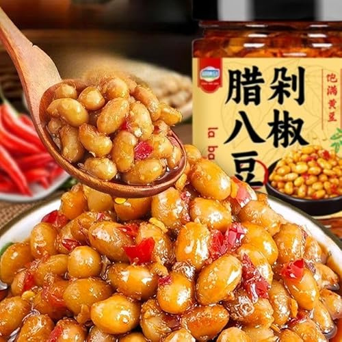 Green Pepper Bean Paste, Spicy Bean Paste,Handmade Seasoning, Bread, Mixed Noodles, Hot Pot Dip Sauce, Side Dish, Healthy Snack, Delicious Chinese Classic Snack Gift (Pickled Laba bean,3cans)