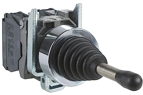 Schneider Electric XD4PA22 Joystick, 2 Richtungen, Durchmesser 22, 3 Stellungen, mit Rückzug Nullstellung, 18 x 18 x 8 cm, Silber Schwarz