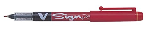 Pilot Pack of 3 V Sign Felt Pens, Medium Nib 0.6mm - Red