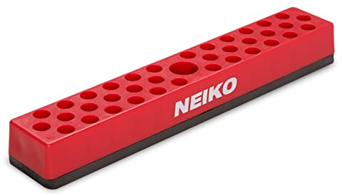 NEIKO 02449A Hex Bit Holder Rack with Strong Magnetic Base, 37 Hole Bit Storage, 1/4 Inch Hex Bit & Drive Bit Adapter Storage, Screwdriver Bit Organizer, Toolbox Organizer, Driver Bit with Magnet