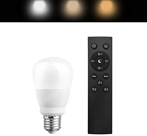 aixi-SHS Temporización inteligente de la bombilla apagada 12 W regulable blanco cálido/blanco frío, temperatura de la luz/brillo ajustable con control remoto (1 bombilla + 1 mando a distancia)