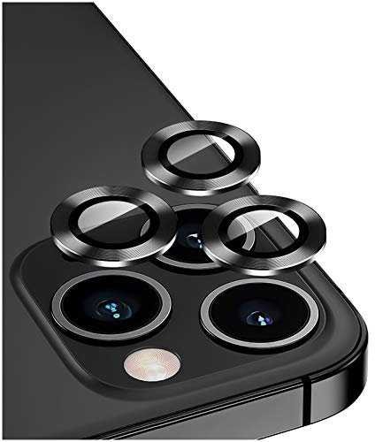 DIKKAR Protecteur D'objectif de Caméra pour iPhone 12 Pro Max, HD Verre Trempé Alliage D'aluminium Anneau Métallique Cercle Film de Protection D'écran,Installation Facile (Graphite)