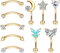 LOLIAS 10Pcs 16G Rook Piercing für Frauen Edelstahl Bauchlippenring Knorpel Tragus CZ Piercing Curved Barbell Augenbrauenringe Rook Daith Ohrringe 6-8mm