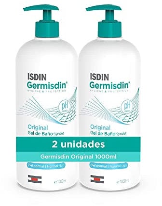 ISDIN Germisdin Original Gel de Baño para una Limpieza Diaria que Ayuda a Proteger la Piel y Respeta la Función Barrera. Pack de 2 Unidades de 1.000 ml