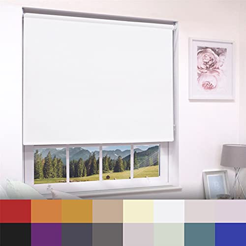 Straight Edge Dim-Out Roller Blind - Easy Fit Home Office - 120cm Width x 160cm Width Drop - White