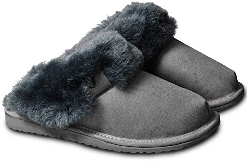 ESTRO Damen Lammfell Hausschuhe Echtleder Gefuttert Wolle Pantoffeln Schlappen Schuhe Intimo (39, Stahl 1)