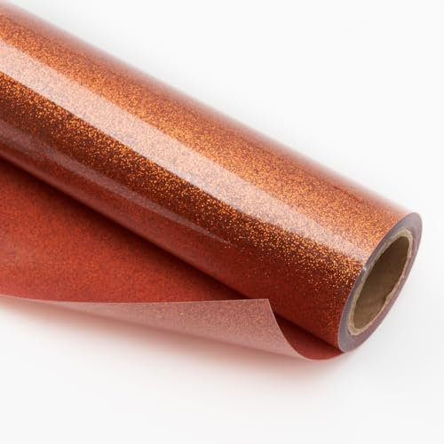 IRON-ON HTV Orange Copper Glitter Rolls 12 x 8ft Heat Transfer Iron on Vinyl for Shirts Desing