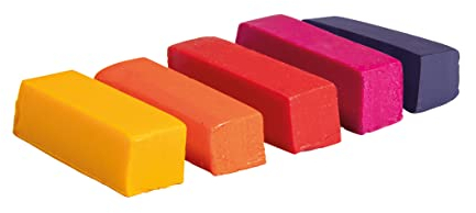 Rayher Farbpigmente für Wachs und Kerzen-Gel, Beutel 5 Stück, 1 x 1 x 2,9 cm, Farben sortiert, gelb, orange, pink, rot, flieder, Kerzenwachs färben, 31640990, Regenbogen