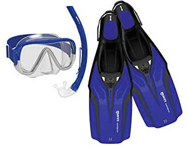 Mares Aquazone Set Nateeva Keewee - Set bestehend aus Maske, Schnorchel und Flossen für Erwachsene - Blau, S/M