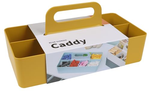 BLUE GINKGO Stapelbarer Organizer-Caddy – Tragbare Aufbewahrung aus Korea für Bad, Büro, Bastel- oder Schulbedarf (Langes Rechteck, Gelb)