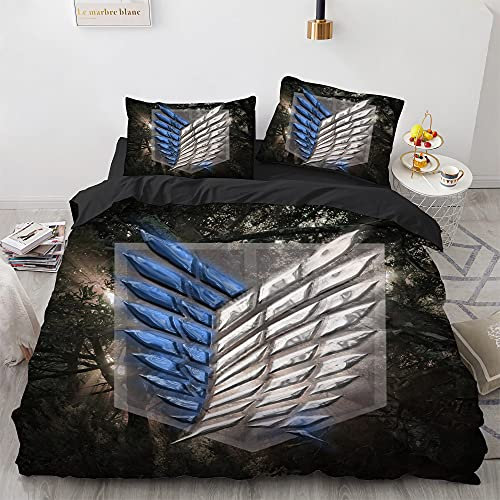 Zbeiba Bettwäsche 135x200,Weich Atmungsaktiv Anime Bettbezug und 2 Kissenbezug 50 x 75cm 3D Bettwäsche Set 3 Teilig auf Microfibre(T3)