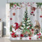 Bonhause Duschvorhang Weihnachten GNOME Xmas Baum Bälle Winterurlaub Duschvorhänge 180 x 180 cm Anti-Schimmel Wasserdicht Polyester Stoff Waschbar Bad Vorhäng für Badzimmer mit 12 Haken