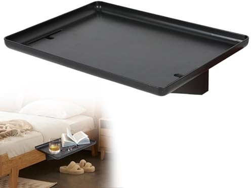 Nachttisch-Tablett, Klappbares Nachttischregal mit Clip zum Organisieren, Hochbett-Nachttisch-Organizer zum Anklipsen für Studentenwohnheimzimmer (Schwarz)