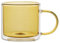 Soulnioi 300ML Colored Double Walled Glass Coffee Mugs, Glass Water Cup Milk Cup Tea Mug Insulated Coffee Mug with Handle for Hot&Cold Drink (Yellow)