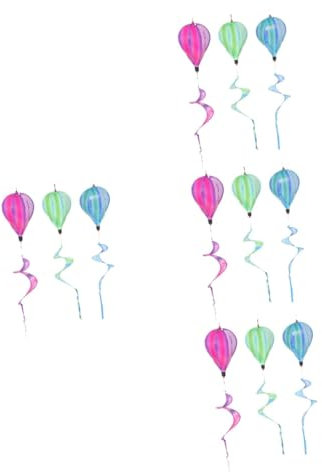 Yardwe 12 STK Regenbogen Windmühle Schnur Hängende Windmühlen-Spinner Für Den Garten Windmühlendekorationen Für Den Hof Luftballons, Gartendeko Windspiele Hofkunst Stoff Rotieren Streifen