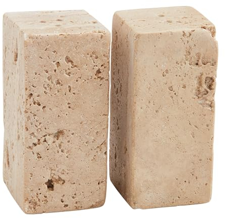 Mud Pie Travertin-Salz- und Pfeffer-Set, 8,9 x 3,8 cm, grau