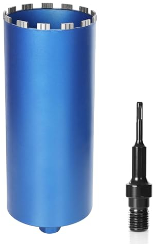 Corona de perforación de diamante para taladro de núcleo, broca de núcleo turbo con SDS-Plus – 1 1/4 pulgadas – Diámetro de 150 mm – Longitud total 460 mm – de aleación de metal – Seco en húmedo y