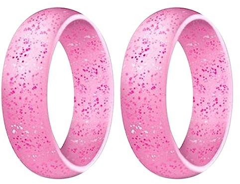 pintoc 2 Stück, Beliebt bei Frauen, Silikon-Cool-Ringe, Silikon-Ehering, 5,7 Mm, Rosa, 8