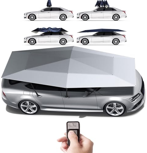 twostronking Vollautomatisches Ferngesteuertes Autozelt, Tragbares Autoschirmzelt, Wasserdicht, Hagelschutz, Anti-Hochtemperatur,Grey4.2m