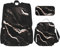 BGSHJVF Black Rose Gold Marble Print Travel Backpack Set, Elegant 600d Oxford Cloth, Insulated Lunch Bag and Makeup Bag, Black, One Size, blackone, One Size