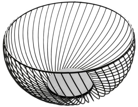 FUNNETOYU 1 Stück Aufbewahrungskorb Runden Organisation Tablett Schwarzer Korb Aufbewahrungskörbe Aus Draht Großer Halter Schwarzes Behälter Kücheneimer Träger Modern Eisen Black