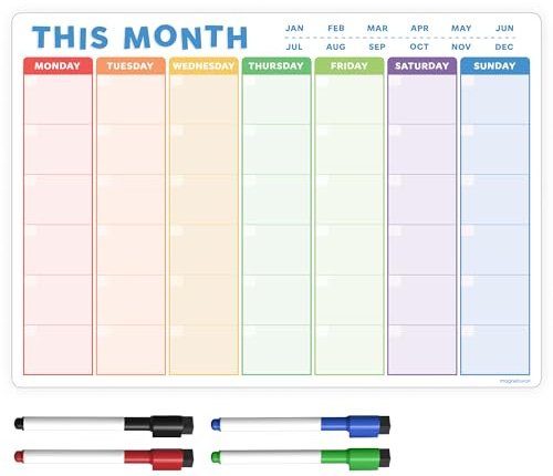TMS Magnetischer Monatskalender, Wochenplaner und Tagesplaner für die Verwaltung Ihrer Schule, Zuhause und Büro | Eine lustige und farbenfrohe Art, Hausaufgaben, Meetings und Termine zu verfolgen