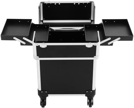 Kosmetikkoffer Trolley mit Rollen 34x24x47cm Schminkkoffer 6kg Friseurkoffer groß Make-up Koffer Professioneller Beauty Case Abschließbare Box mit 2 Schlüssel Aufbewahrung Organizer für Friseure