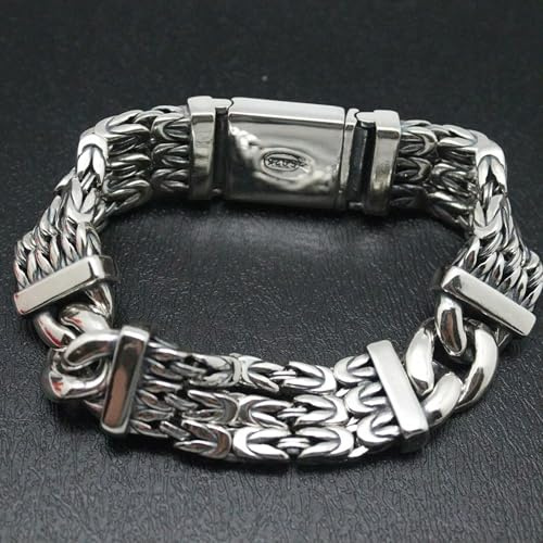 Echtes 925-Silber-Armband für Damen und Herren, 18 mm breiter, byzantinisches Glied, 8,66 Zoll lang