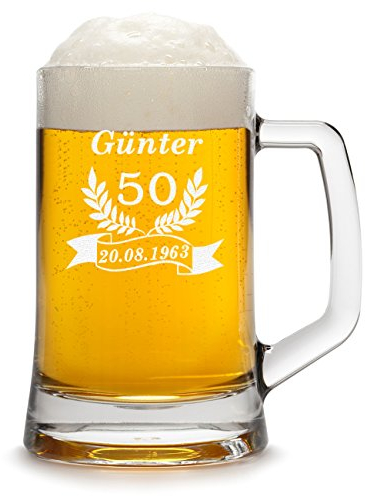 Bierkrug 0,5l Personalisiert mit Gravur Bierglas mit Name und Jahreszahl 30 Geburtstag Männer Bierseidel Geschenk zum Geburtstag Motiv Jubiläum 40 Geburtstag Männer Geschenkideen für Papa
