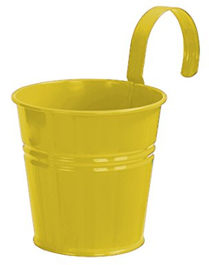 Dehner Pflanztöpfchen mit Bügelhalter, Ø 14 cm, Höhe 14 cm, Zink, gelb