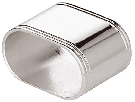 EDZARD 4er Set Serviettenringe Faden, Silber und oval (5cm lang) - Ringe für Servietten, Stoffservietten und Papierservietten zur Tisch-Dekoration - Stoffserviettenring schlicht und edel versilbert