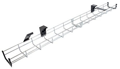 Allcam CT160 160cm Long Under Desk Cable Tray Basket Galvanized Steel Mesh Cord Tidy w/Mounting Bracket, Cover & End cap