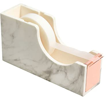MultiBey Schreibtisch-Klebebandabroller Gold Rose Gold Metallkern Marmor Weiß Textur Bürobedarf 2,5 cm (Roségold)