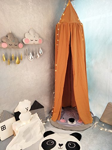 Ommda Moskitonetz Bett Kinder und Baby Betthimmel Moskitonetz Baumwolle süß und romantisch für Kinderzimmer und Schlafzimmer Braun 240x60cm (HöhexDurchmesser)
