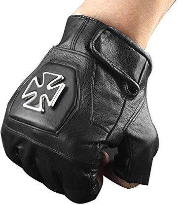 xtom2013 männer - Biker fahren motorrad igel spiele fingerlose handschuhe Leder Herren 07