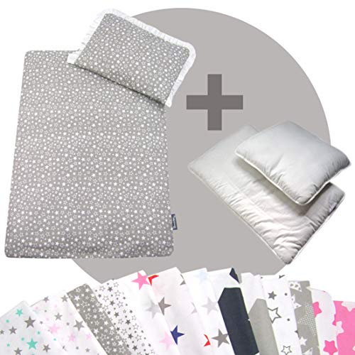 Rawstyle 4 TLG. Set Bezug (Stars) für Kinderwagen Bettwäsche Decke + Kissen + Füllung (Design 1)
