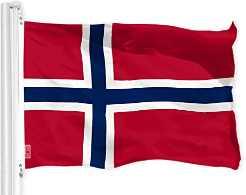 G128 Norwegische Flagge | 3x5 Fuß | Gedruckt 150D Innen/Außen, Lebendige Farben, Messingösen, US-amerikanische Flagge, viel dicker als 100D 75D Polyester