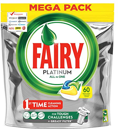 Fairy Platinum 60 Spülmaschinentabs, Waschmittel, 60 Stück, Zitrone