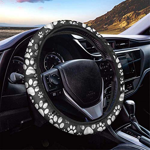Dolyues Niedliche schwarz-weiße Auto-Lenkradbezüge mit Muster-Design für Damen, Erwachsene, Mädchen, Männer, trendig, modische Lenkradabdeckung, Auto-Innenausstattung, Autozubehör, Dekoration
