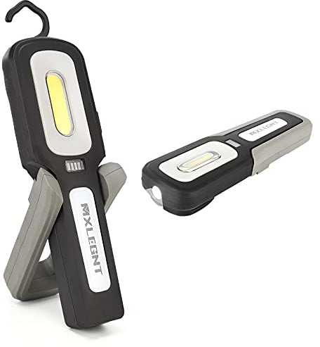Lampe Baladeuse de Travail LED: Lampe Torche MXLEGNT Puissante Inspection COB Rechargeable sans Fil avec Magnique 4500mAh Batterie Deux Lumieres pour Auto Garage Atelier Bricolage D'inspection