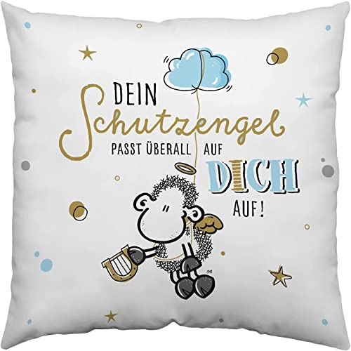 Sheepworld Kissen Motiv Schutzengel | Zierkissen, Baumwolle, 40 cm x 40 cm | Kissen mit Spruch | 47241