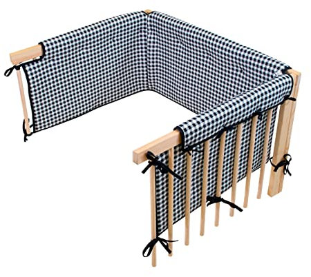 JYOKO KIDS Protector de Cuna + Barandilla / Cubierta para riel de Cuna de bebé Vichy, 60x120cm) Algodón 100%