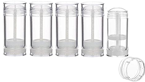 6 Stück Deodorant Tube Containers Transparent Leerer Kunststoff Runde Form Boden Füllstab Twist-up DIY Kosmetik Deodorant Behälter (30 ml)