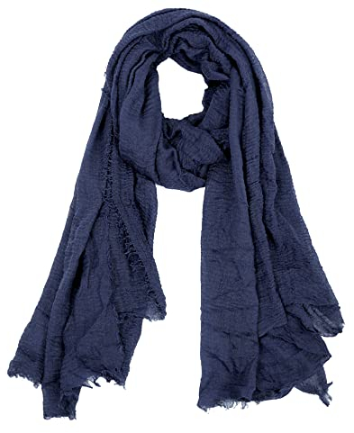 Van Der Rich ® - Schal mit fein gekreppter Oberfläche für Damen und Herren (56-Marine, One Size)